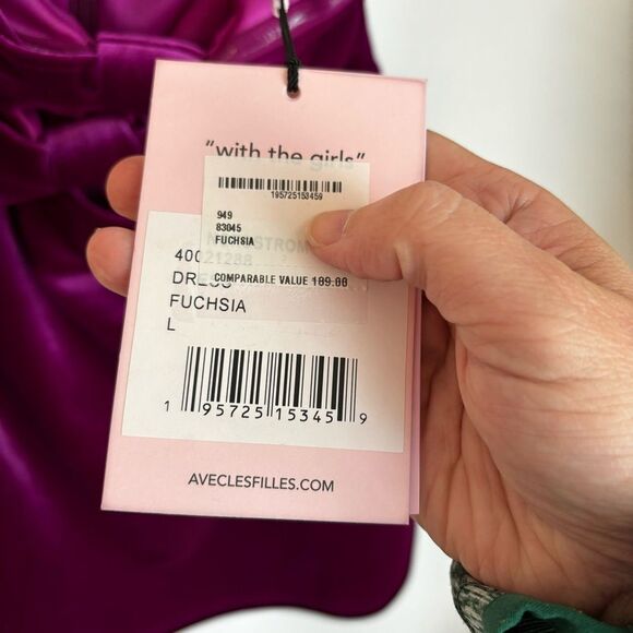 Avec Les Filles Bow Strapless Cutout Mini dress size large fuchsia pink NWT! - Picture 9 of 14